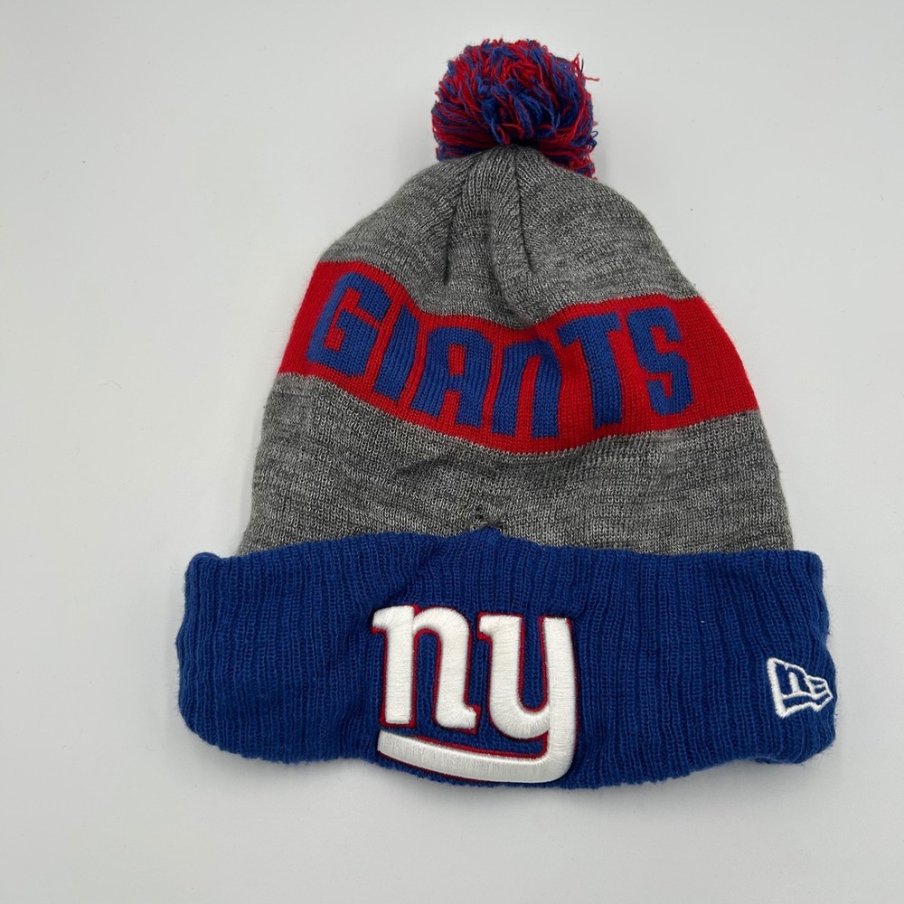 New‎ Era Beanie Unisex OSFM Blue New York Giants NFL Pom Knit Hat